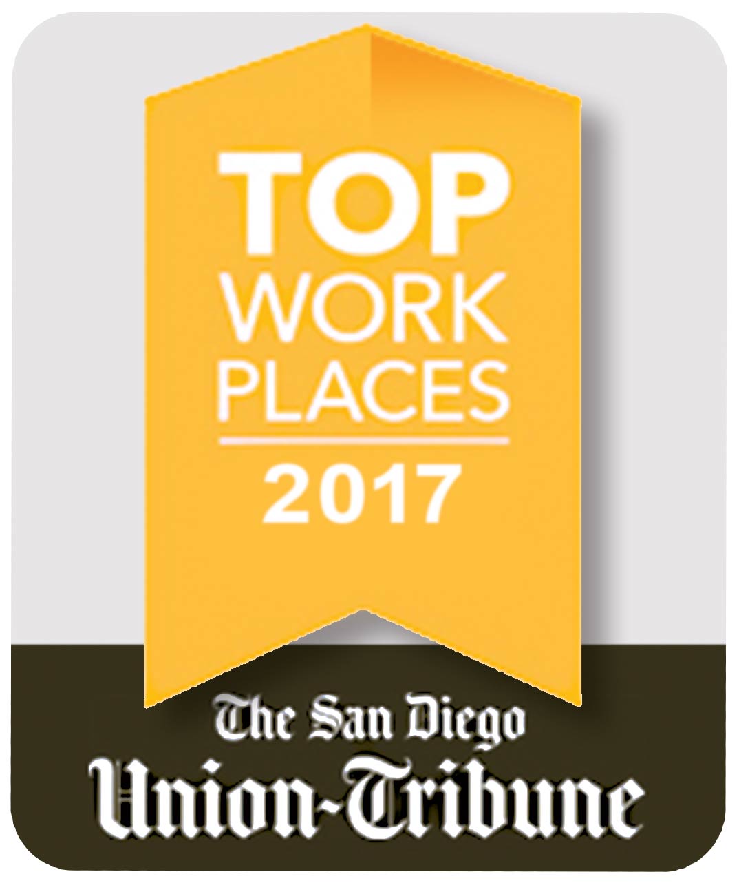 The San Diego Union Tribune 2017 Top Workplaces logo.