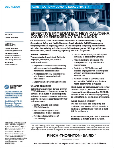 New Cal-OSHA COVID-19 Emergency Temporary Standards (to article).